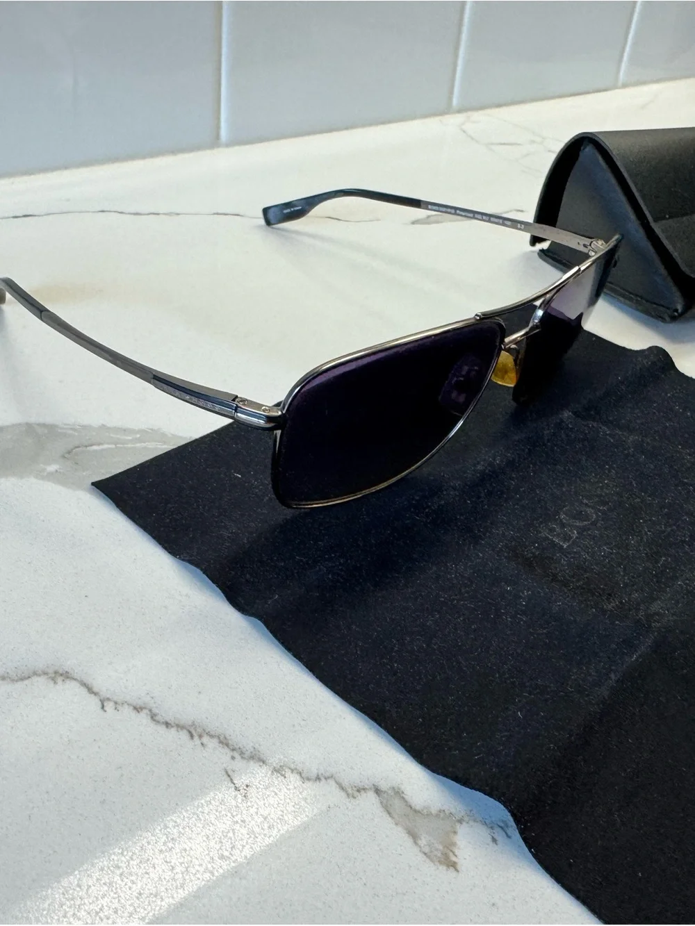 Hugo Boss Men's Sunglasses Purple Gradient Lenses Silver Frame